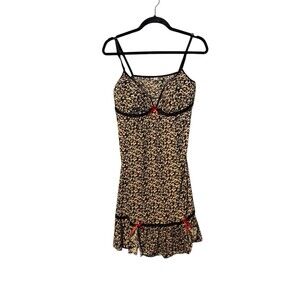 Inteco Animal Print Slip Dress Size XL Cheetah Print Y2K